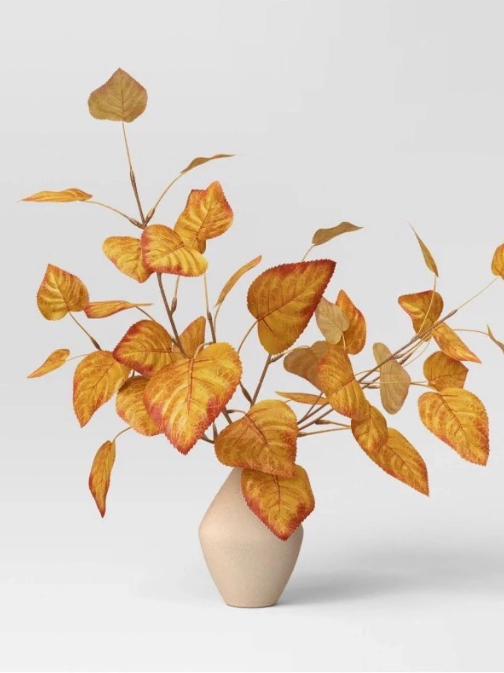 Threshold Golden Orange Autumn Leaf Stem Arrangement in Ceramic Vase 15” (H) NWT